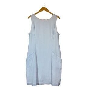 Southern Tide Blue Seersucker Sleeveless Sheath Dress with Pockets Size 10